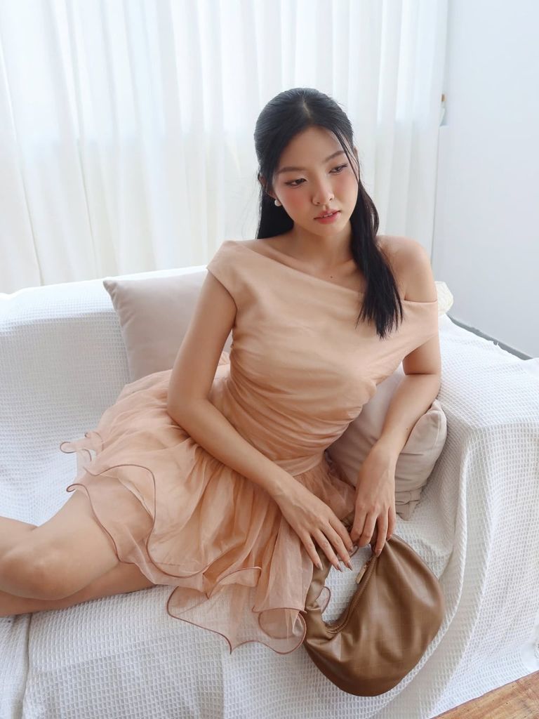 Đầm Nữ TIMIE Chiết Eo Dáng Xòe Sang Trọng GOÛT DE JUN