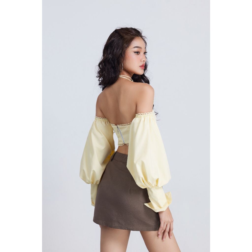 Áo Croptop Nữ Tay Dài Trễ Vai Nữ Tính - LACE TOP - GOÛT DE JUN
