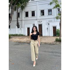 Áo Thun Form Ôm Cổ Tròn Viền Ren Phối Nơ - CHAXYN TOP - GOÛT DE JUN
