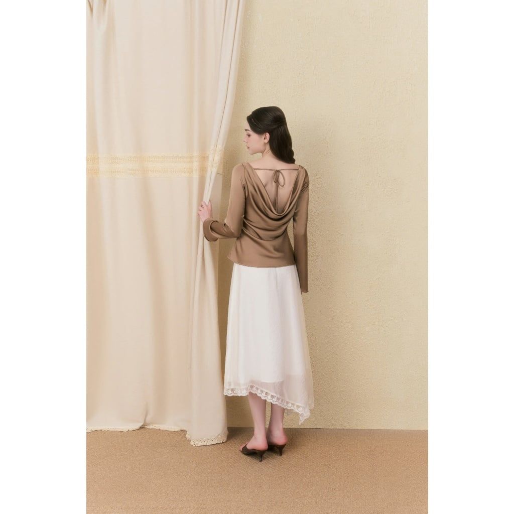 Chân Váy Nữ NUSHI SKIRT Tà Chéo Đắp Ren Sang Trọng GOUT DE JUN