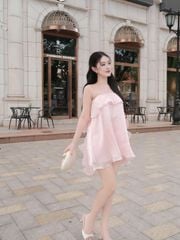 GOUT DE JUN Đầm Nữ Hai Dây Phối Bèo Chất Lụa Tơ SHIRAY Váy Mini Tiểu Thư