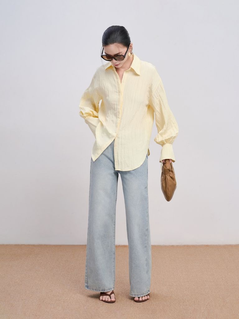 Quần Jeans Nữ FINRIC Wash Ống Suông Basic GOUT DE JUN