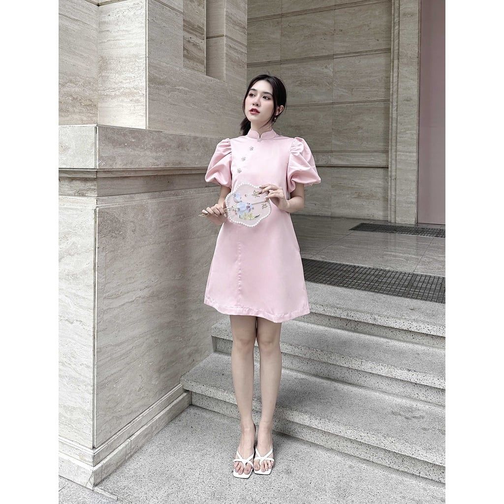 GOÛT DE JUN - Đầm nữ cổ tàu tay bồng - JIA DRESS