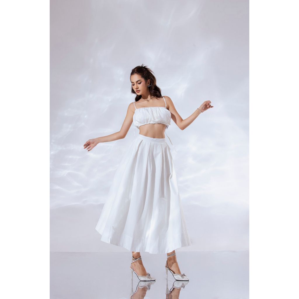 Set Áo Croptop Hai Dây Và Chân Váy Xòe Bồng Dáng Dài (bán lẻ) - YOYO SET - GOÛT DE JUN