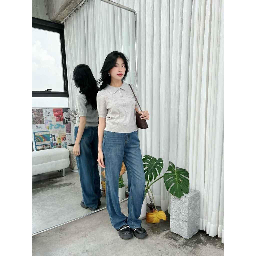 Áo Len Dệt Kim Polo Nữ Freesize Thêu Nơ Dễ Thương - BAMBI TOP -  GOÛT DE JUN