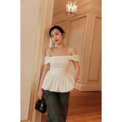 Áo Nữ Trễ Vai Ôm Eo Xòe Bồng Cách Điệu Tiểu Thư - YADOR TOP - GOÛT DE JUN