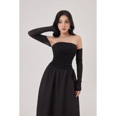 Đầm Nữ Trẽ Vai Form Dài Nhún Ngực Năng Động - LANEY DRESS - GOÛT DE JUN