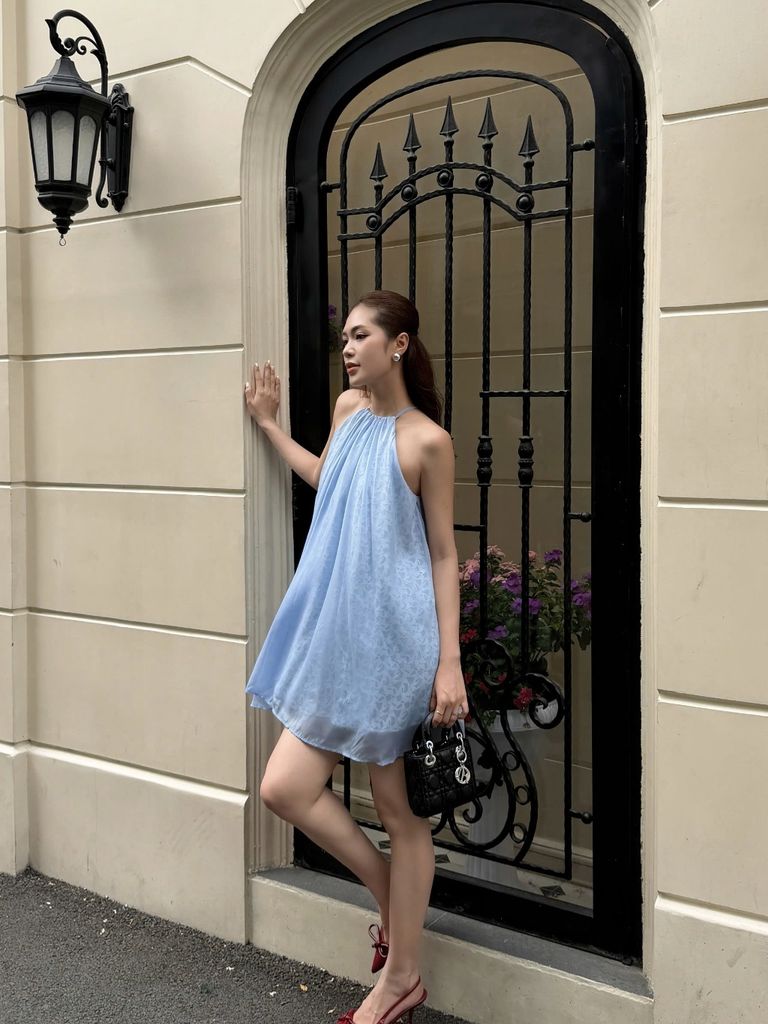 Đầm Nữ AZIREL Cổ Yếm Phối Voan Dễ Thương GOÛT DE JUN