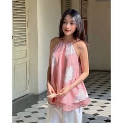 Áo Nữ Voan Hoa Nổi Thiết Kế Cổ Yếm Nhẹ Nhàng  (không kèm quần) - WENNA TOP - GOÛT DE JUN