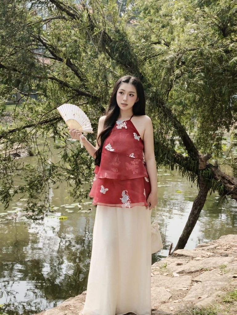 Áo Nữ BÍCH LẠC Cổ Yếm Phối Tầng Nữ Tính GOÛT DE JUN