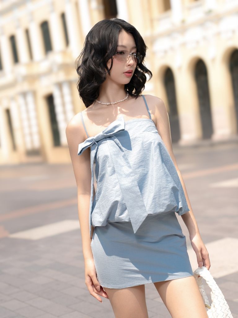 Đần Nữ LADMIR Hai Dây Phối Nơ Dáng Ngắn Dễ Thương GOÛT DE JUN