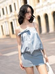 Đần Nữ LADMIR Hai Dây Phối Nơ Dáng Ngắn Dễ Thương GOÛT DE JUN