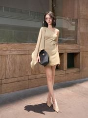 Đầm Lụa Nữ REDONG Lệch Vai Ôm Dáng Form Ngắn Nữ Tính GOÛT DE JUN