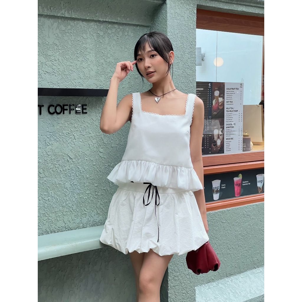 Áo Nữ Thiết Kế Cổ Vuông Phối Bèo Dáng Bí   - DOYIN TOP - GOÛT DE JUN