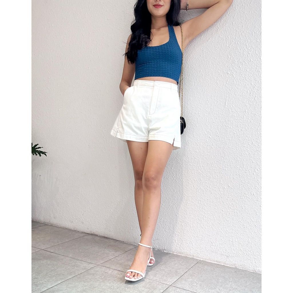 GOÛT DE JUN - Quần Short Trắng viền chỉ nổi - Dafin Shorts