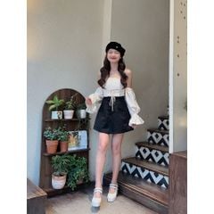 GOÛT DE JUN - Áo Croptop nữ thiết kế trễ vai tay bồng - Renni Top