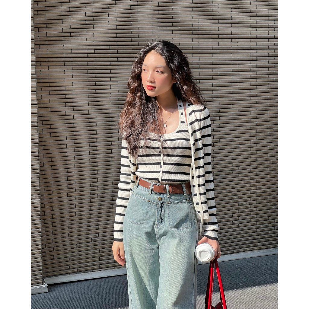 Set Áo Len Cổ Yếm Kèm Cardigan Freesize Basic - LINZY TOP -  GOÛT DE JUN