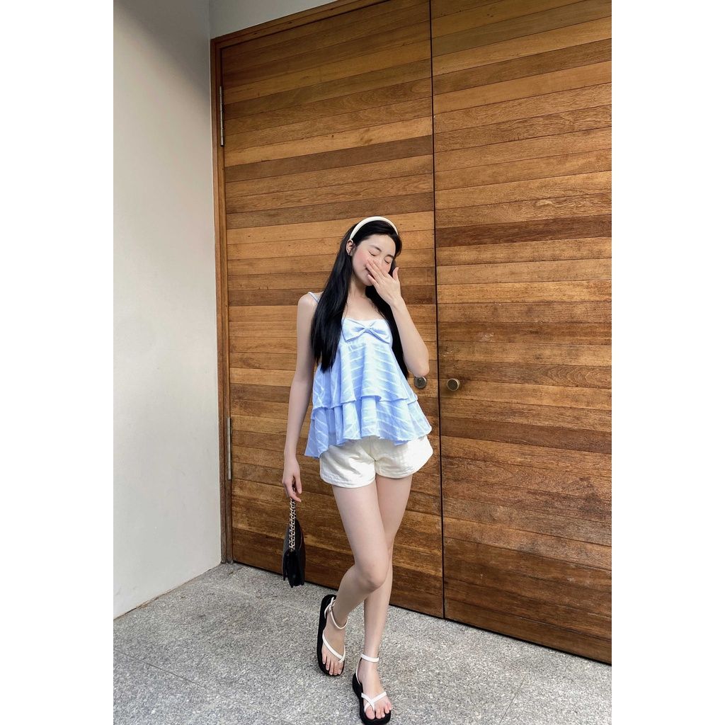 GOÛT DE JUN - Áo Hai Dây Nữ Xếp Tầng - ZENDA TOP