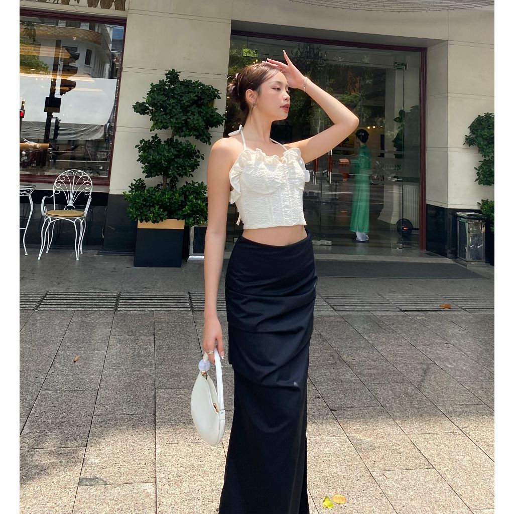 Áo Croptop Nữ Cổ Yếm Phối Bèo Nữ Tính MAICHI TOP - GOÛT DE JUN
