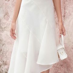 GOUT DE JUN Chân Váy Dài Xòe Tà Lệch Cạp Cao GARCIA SKIRT Váy Midi Nữ Sang Trọng Vải Tơ FGKA2606077