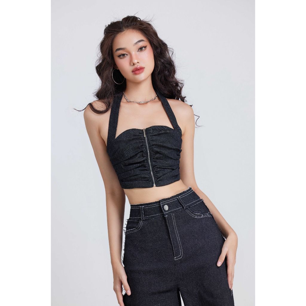 Áo Croptop Nhún Ngục Cổ Yếm Sexy - GYN TOP - GOÛT DE JUN