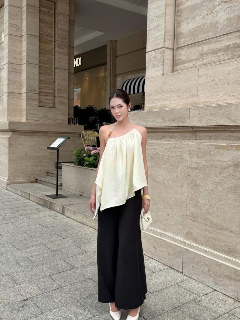 Áo Kiểu Nữ KEMON TOP Dây Phối Hạt Cổ Lệch Hở Lưng Điệu Đà Nữ Tính GOÛT DE JUN
