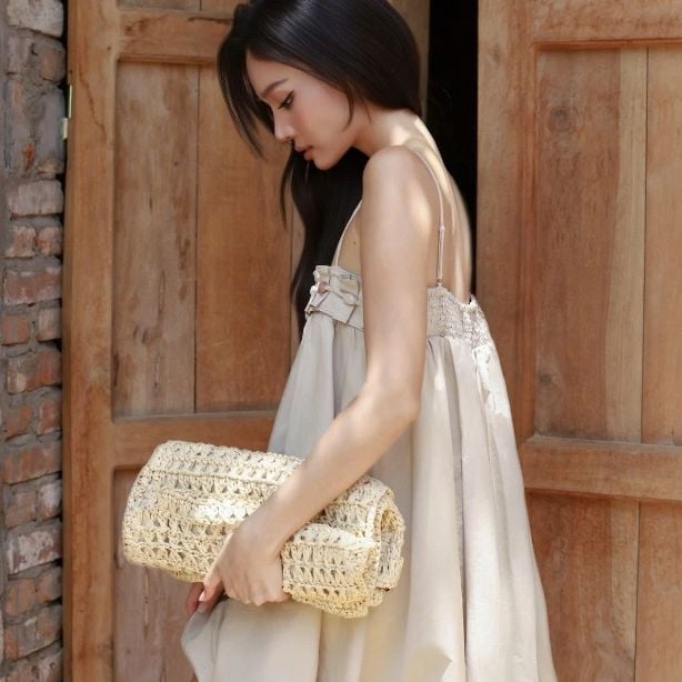GOUT DE JUN Đầm Hai Dây Dáng Bí Babydoll ENWEY Váy Nữ Viền Bèo Kaki Cao Cấp Tiểu Thư FGDA2605158
