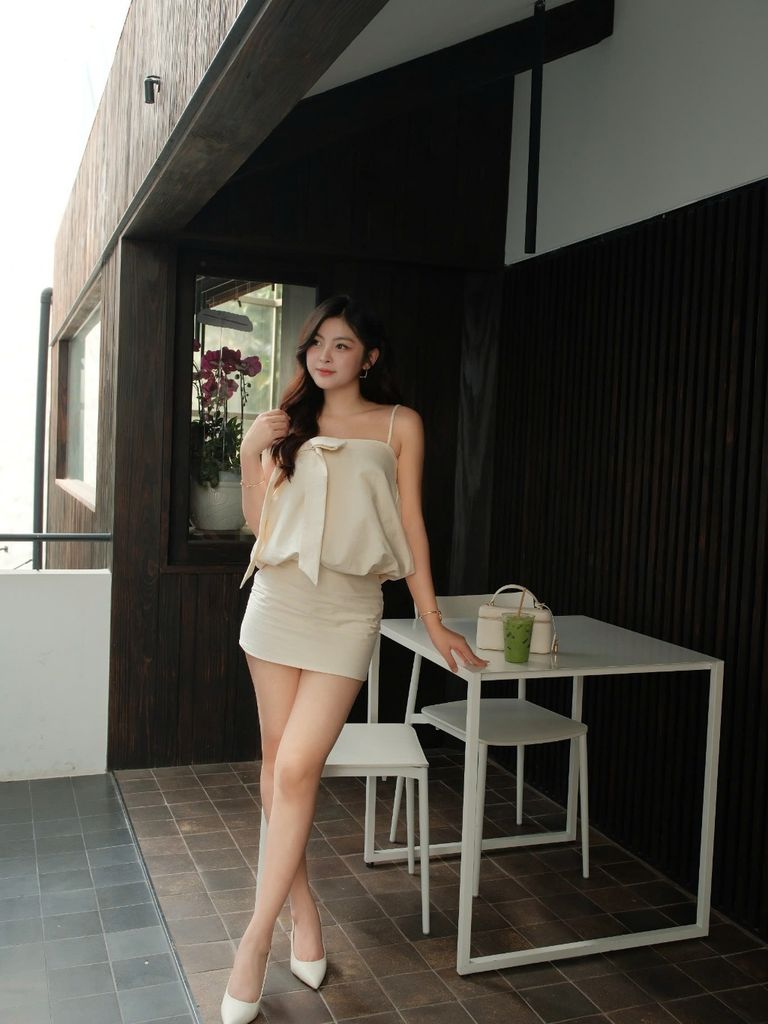 Đần Nữ LADMIR Hai Dây Phối Nơ Dáng Ngắn Dễ Thương GOÛT DE JUN