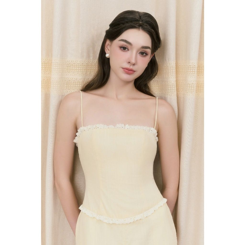 Jumpsuit Nữ FITID 2 Dây Ống Suông Trơn Đơn Giản GOUT DE JUN