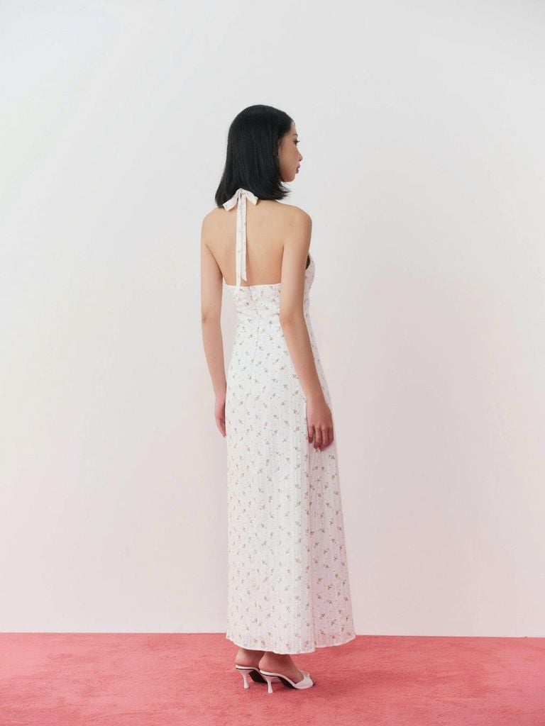 Đầm Nữ ELSPETH Hoa Nhí Cổ Yếm Dáng Dài Nữ Tính  GOÛT DE JUN