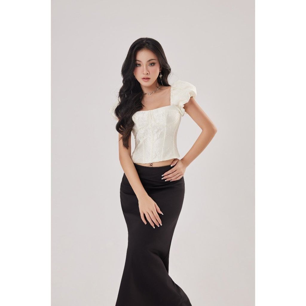 Áo Croptop Dáng Corset Tay Bồng Tôn Eo - CALIE TOP - GOÛT DE JUN