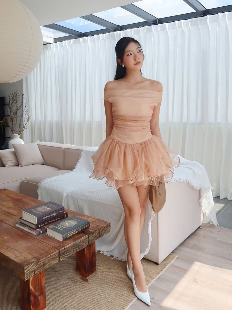 Đầm Nữ TIMIE Chiết Eo Dáng Xòe Sang Trọng GOÛT DE JUN