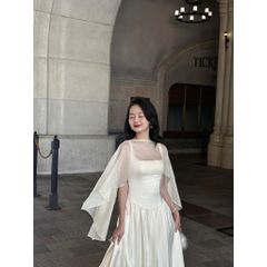 Đầm Nữ Dự Tiệc Hai Dây Dáng Xoè Trơn Kèm Áo Choàng Sang Trọng Quyến Rũ - GABBIE DRESS - GOÛT DE JUN