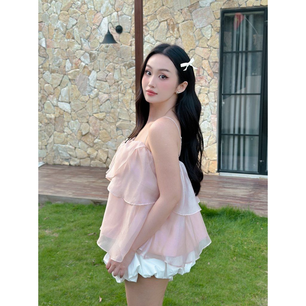 Áo Nữ Hai Dây Nơ Voan Lụa Nữ Tính  - TENNY TOP - GOÛT DE JUN