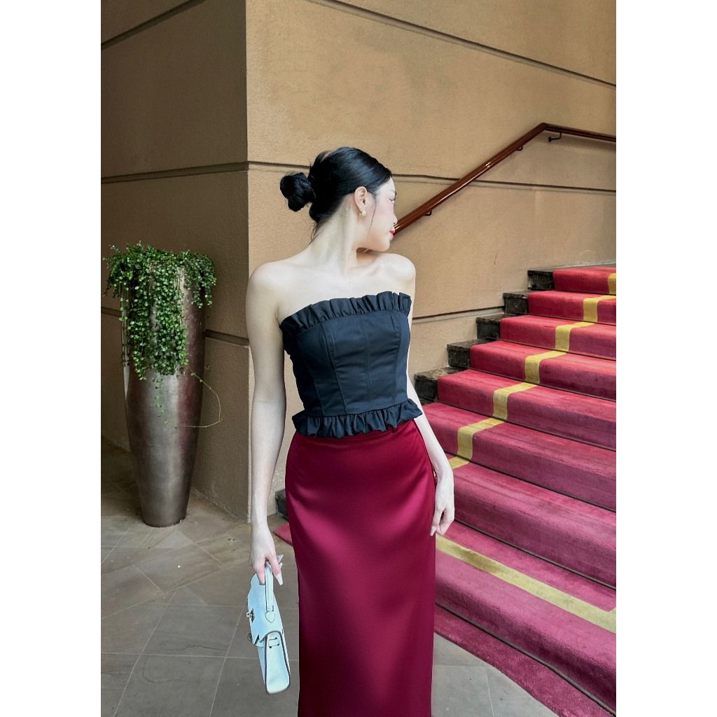 Áo Croptop Nữ Cúp Ngực Phối Bèo -ANNI TOP - GOÛT DE JUN