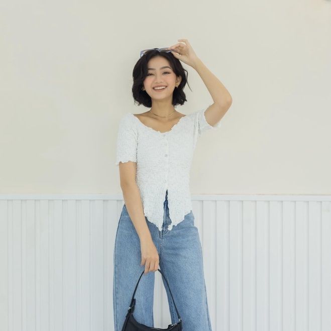 GOÛT DE JUN - Áo thun nhún kiểu - Jikay Top