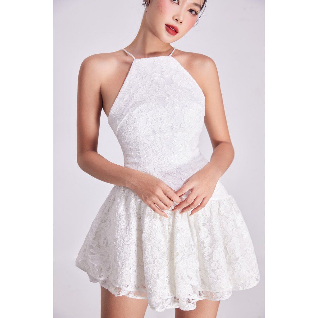 Đầm Ren Cổ Yếm Dáng Xòe Xếp Tầng Cho Nữ - MONY DRESS - GOÛT DE JUN