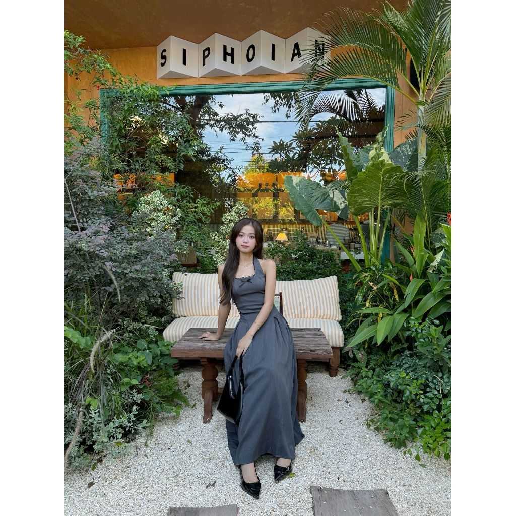 Đầm Nữ Thiết Kế Cổ Yếm Viền Ren Form Dài Tôn Dáng- OMAS DRESS - GOÛT DE JUN