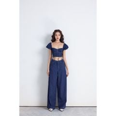 Áo Croptop Denim Tay Phồng Cổ Vuông - DARCY TOP - GOÛT DE JUN
