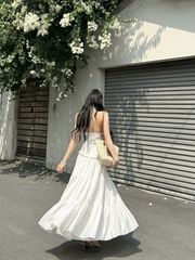 Đầm Nữ NOWSIL DRESS Cổ Yếm Form Maxi Xòe Đi Biển GOUT DE JUN