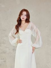 Đầm Nữ CIFUL Tay Dài Phối Voan Đi Tiệc Thanh Lịch GOÛT DE JUN