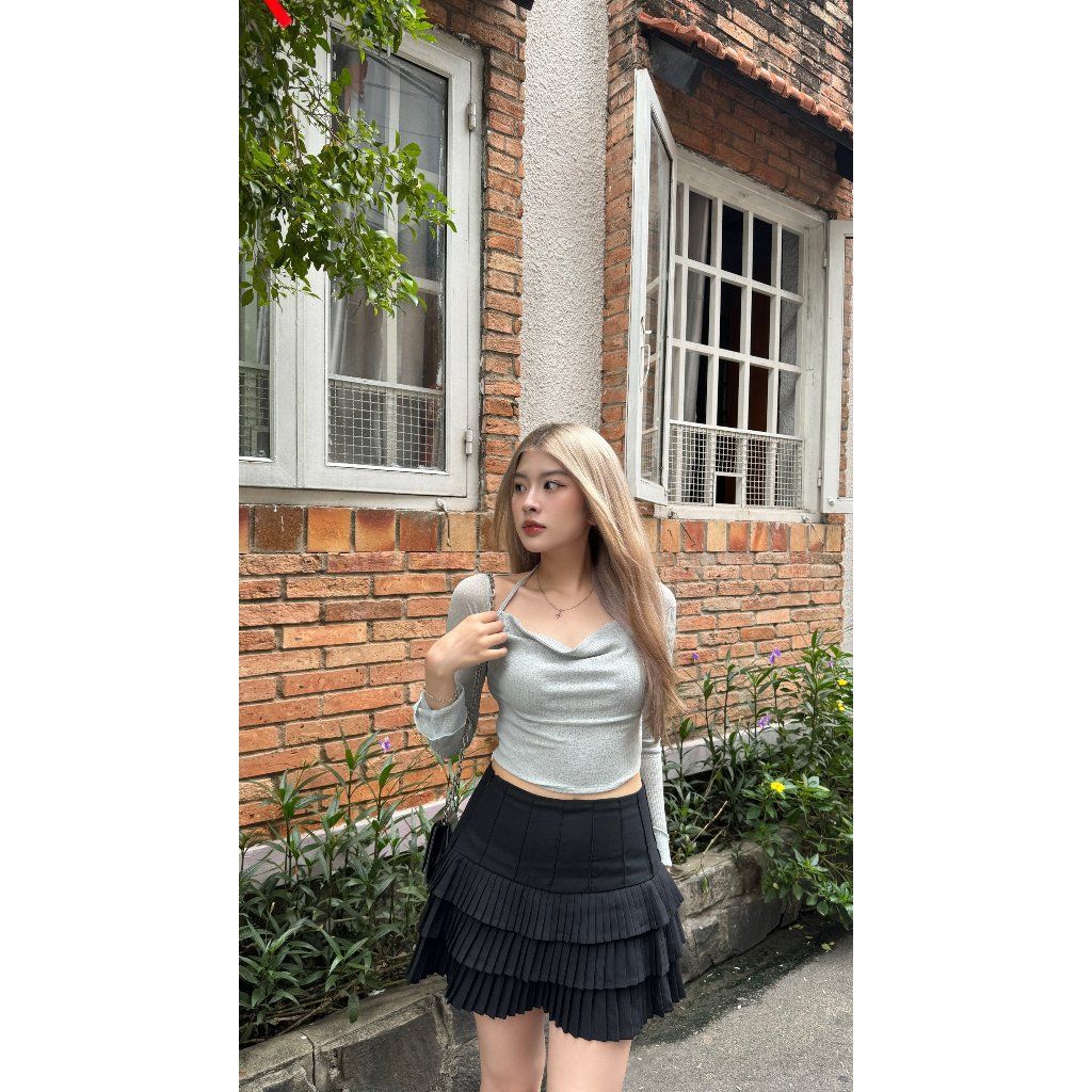 Áo Croptop Nữ Dài Tay Phối Cổ Đổ Nữ Tính  - RANCO TOP - GOÛT DE JUN