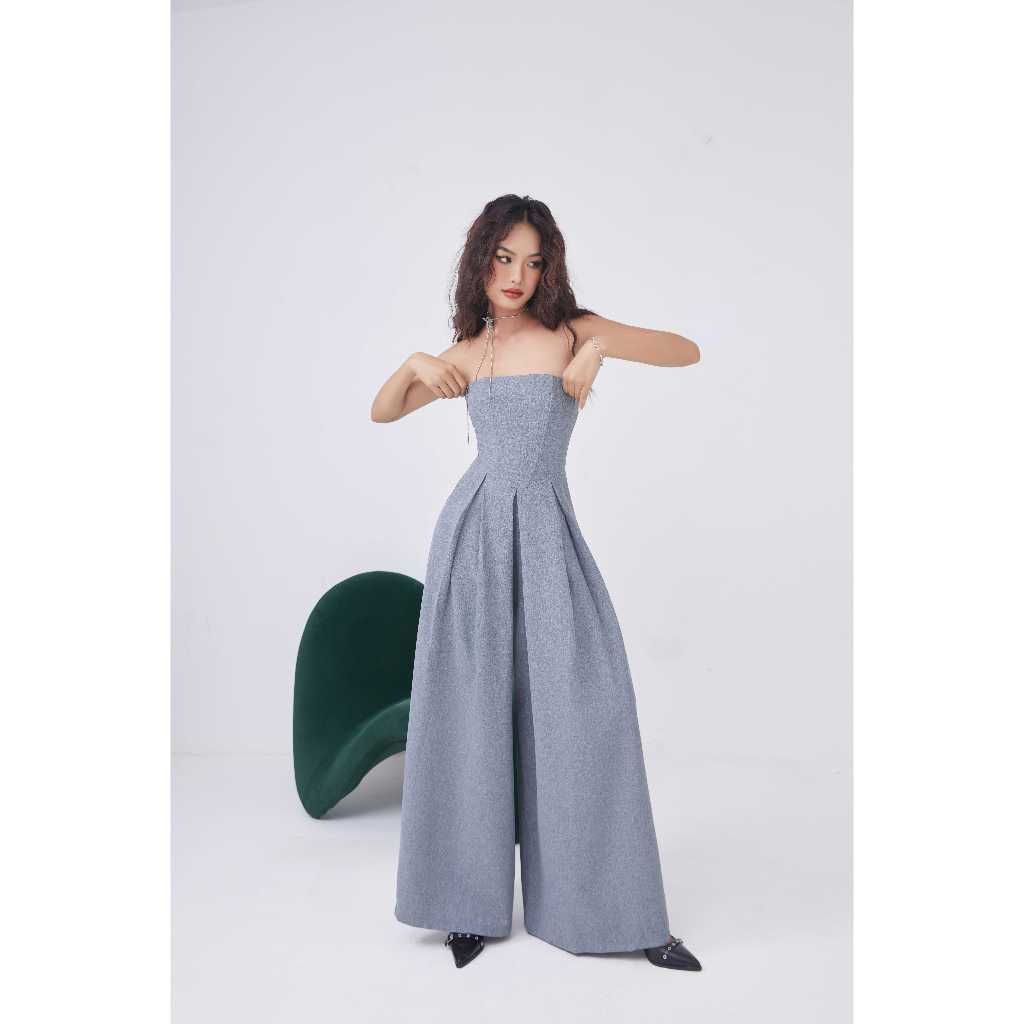 Jumpsuit Cúp Ngực Quần Ống Rộng Trơn Đơn Giản Cho Nữ - HANKY JUMP - GOÛT DE JUN