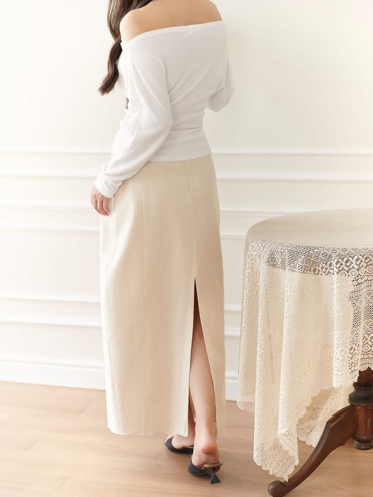 Gout De Jun Chân Váy Nữ Dáng Dài Cạp Cao Chât Linen KOFER Chân Váy Công Sở Thanh Lịch FGKA2607092