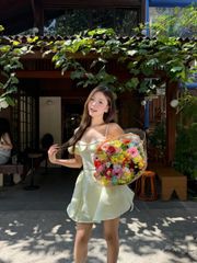 Đầm Nữ NANIR Dáng Ngắn Trễ Vai Cúp Ngực Form A Dự Tiệc GOÛT DE JUN
