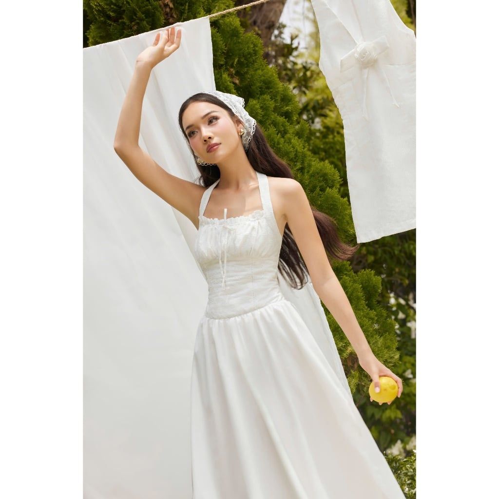 Đầm Nữ Cổ Yếm Hở Lưng Dáng Dài Mùa Hè Nữ Tính Form Xòe - LANIS DRESS - GOÛT DE JUN