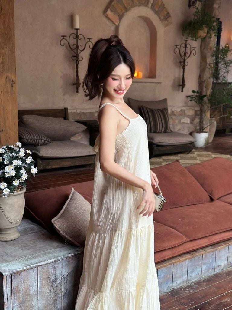 Đầm Nữ Rowe Hai Dây Phối Tầng Dáng Xòe Sang Trọng GOÛT DE JUN