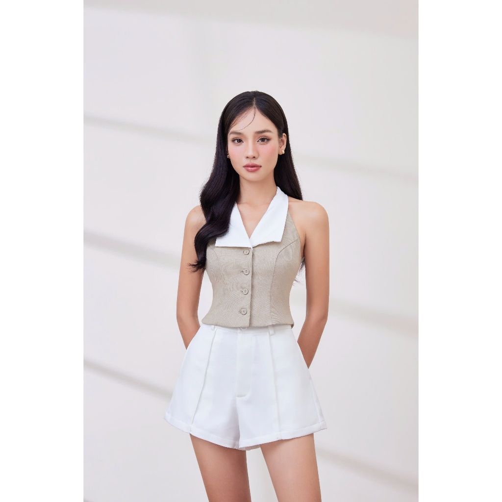 Áo Croptop Gile Nữ Phối Màu Ôm Tôn Dáng - GARNET TOP - GOÛT DE JUN