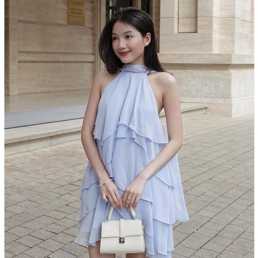 Đầm Nữ Freesize Mùa Hè Cổ Yếm Voan Tơ Xếp Tầng Dễ Thương -  AILEN - GOÛT DE JUN