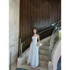 Đầm Nữ Đi Tiệc Hai Dây Xẻ Tà Phối Ren Hoa Sang Trọng   - EMIL DRESS - GOÛT DE JUN